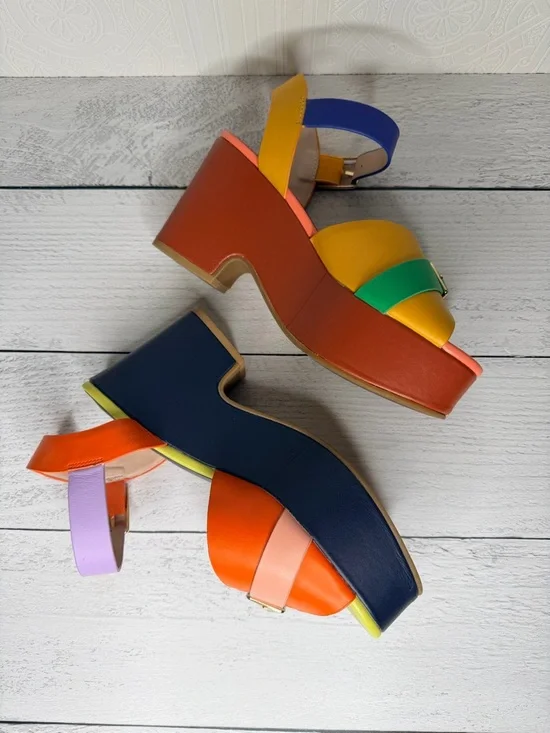 Charlotte Stone Raf Multicolor Leather Platform Sandals 7 - Picture 4 of 9